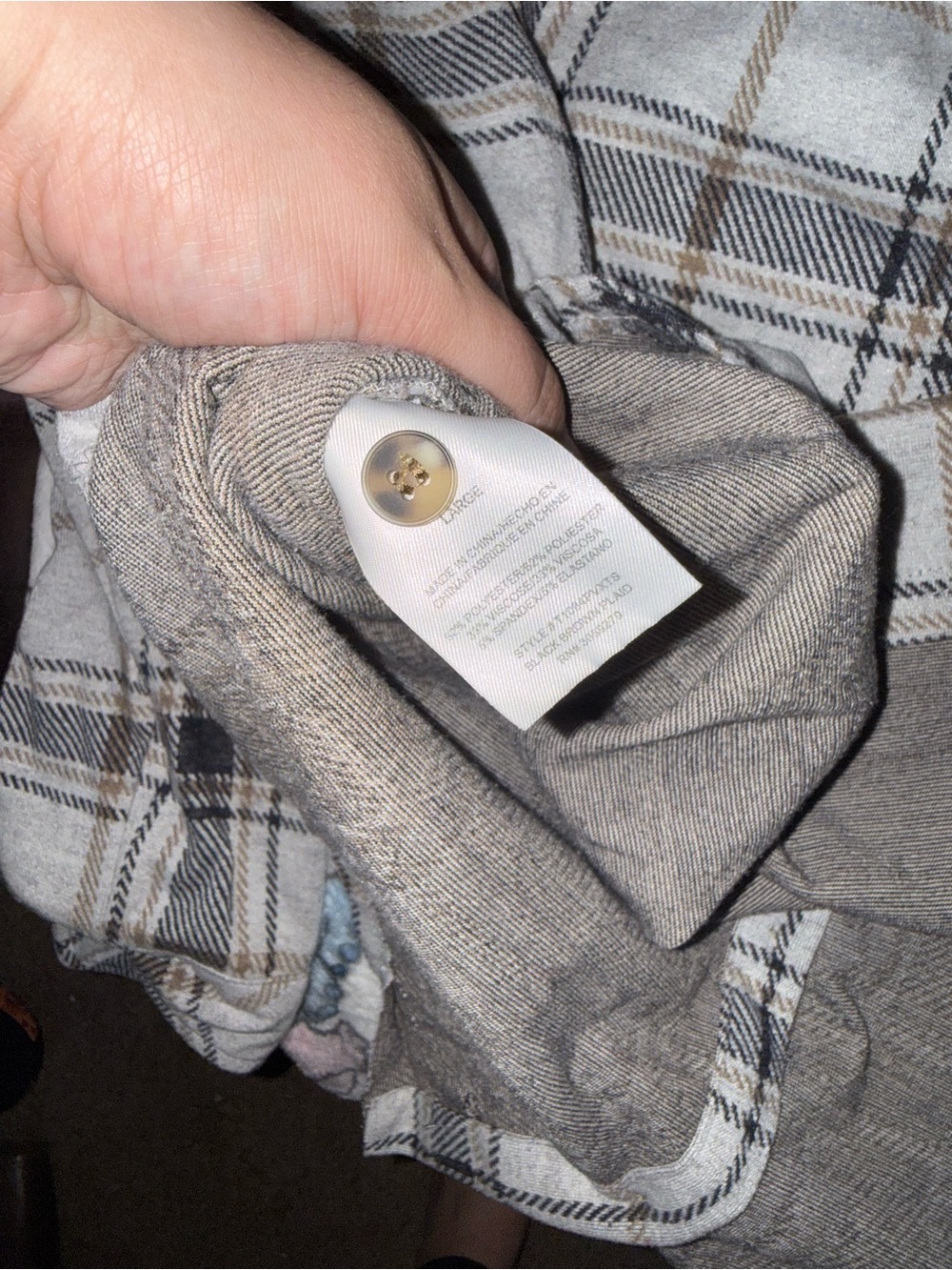Plaid Button-Up Shacket in Black, Cream & Tan - Picture 5 of 5